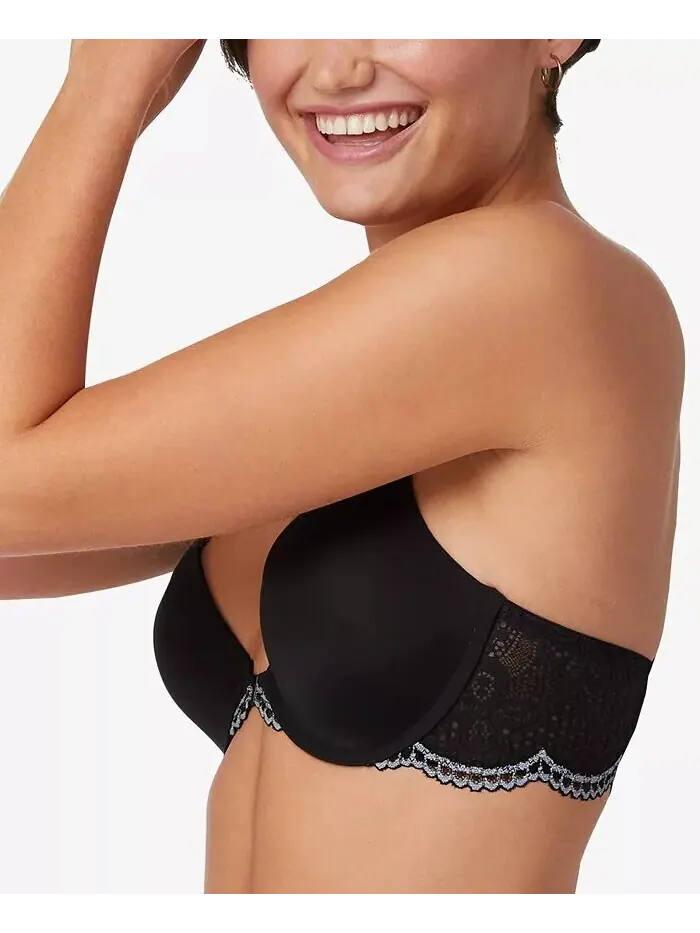 Закрытый кружевной бюстгальтер на косточках One Fab Fit 7112 Maidenform — изображение 2 из 5, черный серый