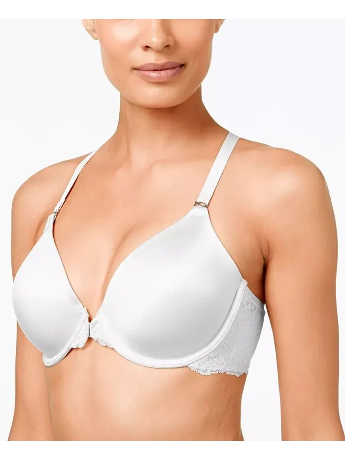 Один Fab Fit кружевной бюстгальтер с Т-образной спинкой, с застежкой спереди, на косточках, с — изображение 1 из 2, белый
