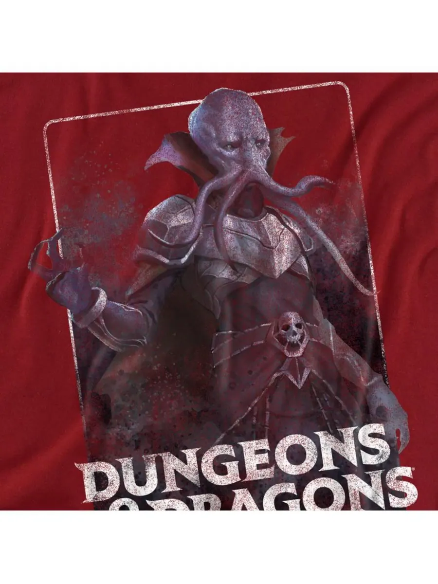 Мужская футболка с изображением Мастера Пожирателя разума из Dungeons And Dragons D&D — изображение 3 из 3, красный
