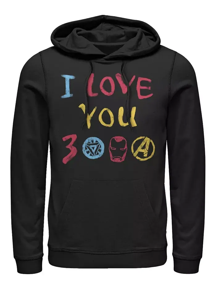Толстовка с капюшоном Marvel Men's Avengers Endgame Iron Man Hand Drawn I Love You 3000 Fifth Sun — изображение 1 из 1