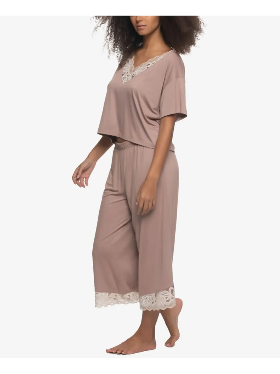 Женская футболка-укороченный топ Amelie Jersey Vintage Lace с кружевом и укороченными широкими — изображение 2 из 3