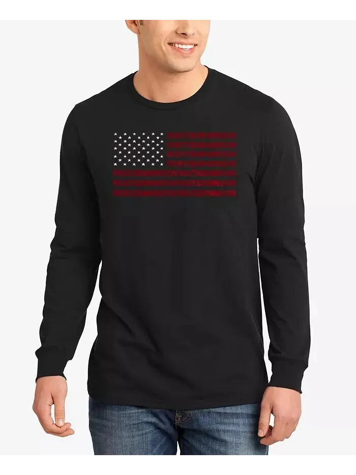 Proud To Be An American — мужская футболка с длинным рукавом с надписью Word Art LA Pop Art — изображение 1 из 3, черный