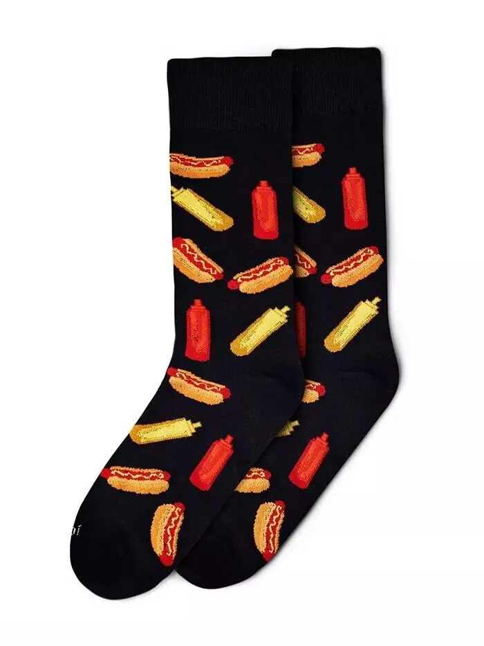 Новинки мужских носков Tasty Hot Dogs Crew MeMoi — изображение 3 из 6, черный