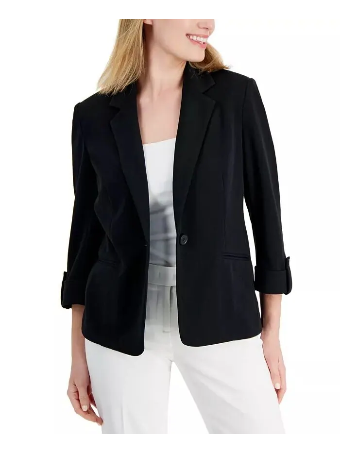 Миниатюрный блейзер на одной пуговице с рукавом 3/4 Ak Anne Klein — изображение 1 из 3, черный