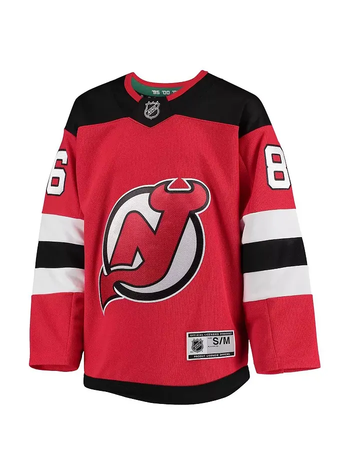 Футболка игрока New Jersey Devils домашняя Premier для подростков Jack Hughes красная Outerstuff — изображение 2 из 3