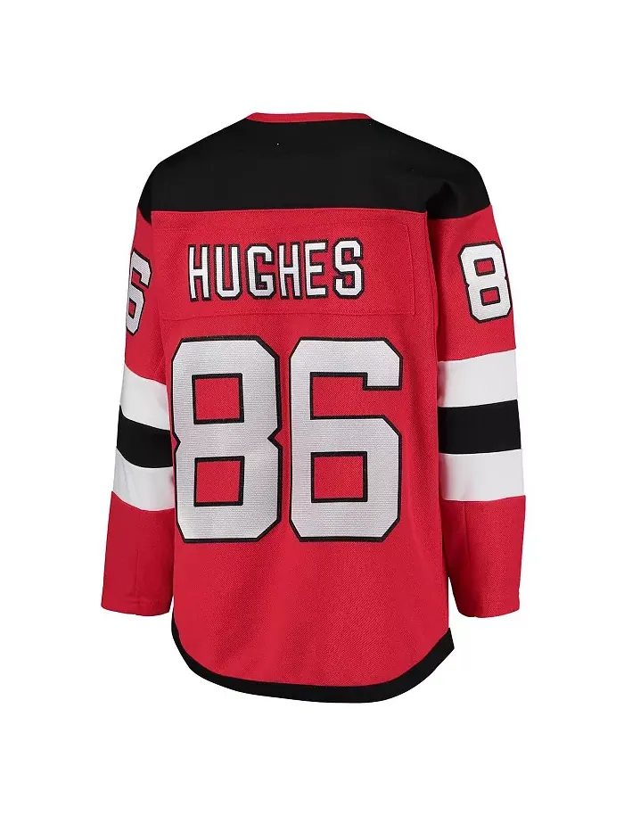 Футболка игрока New Jersey Devils домашняя Premier для подростков Jack Hughes красная Outerstuff — изображение 3 из 3