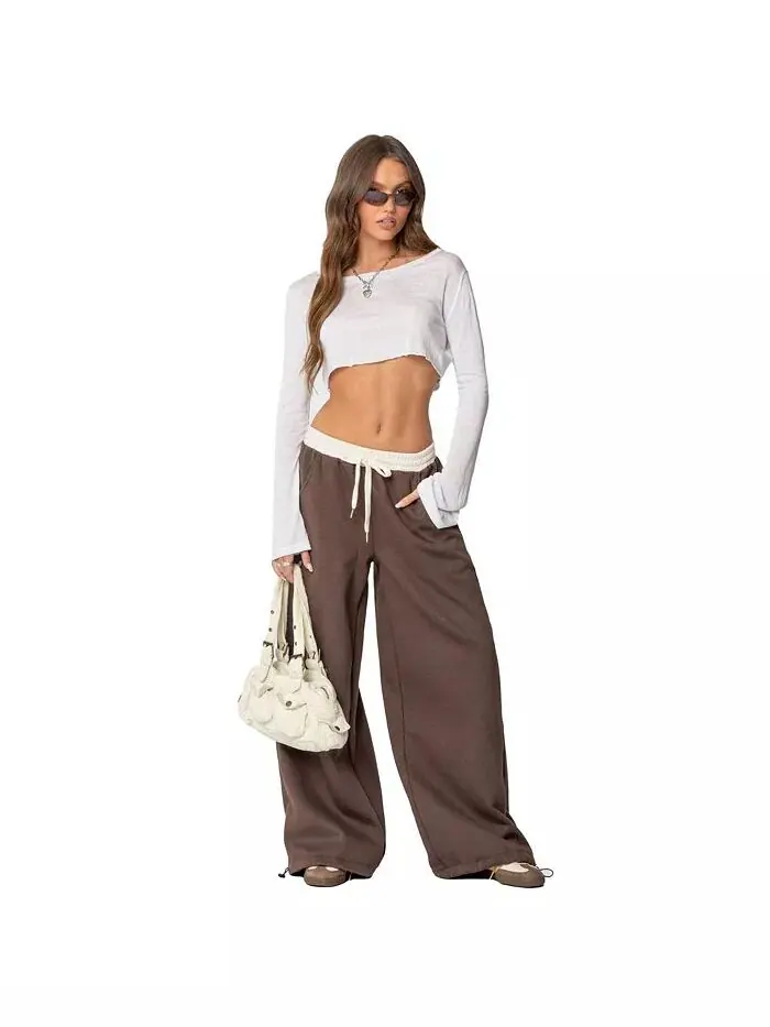 Женские спортивные штаны Mikki Wide Leg Edikted — изображение 4 из 5, коричневый