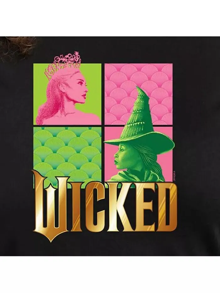 Футболка с круглым вырезом и принтом Wicked Elphaba Glinda большого размера Hybrid Apparel — изображение 2 из 3, черный