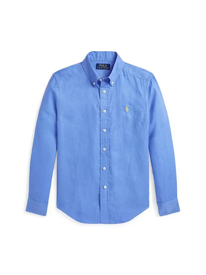 Рубашка из льна для мальчиков Big Boys Polo Ralph Lauren — изображение 1 из 2, синий