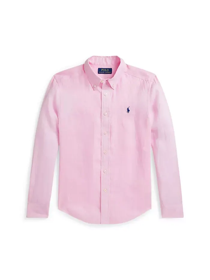 Мужская льняная рубашка размеры 8-20 Polo Ralph Lauren — изображение 1 из 2, розовый