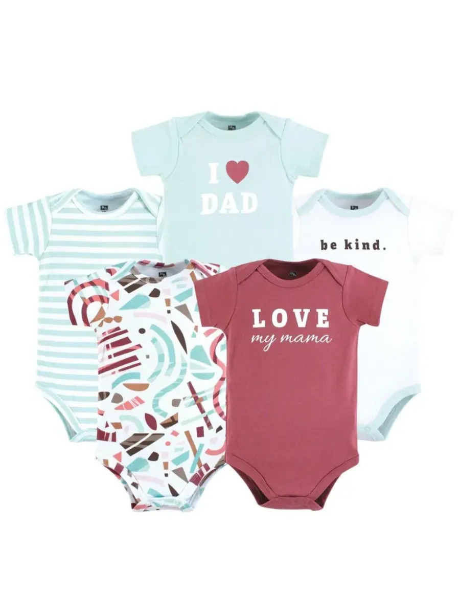 Базовый комплект из 5 предметов: хлопковый боди Hudson Baby, Girl Abstract — изображение 1 из 7