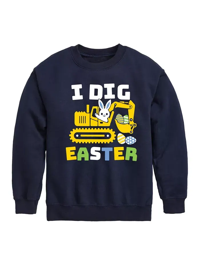 Флисовая толстовка с принтом "I Dig Easter" для мальчиков ясельного возраста Hybrid — изображение 1 из 3, синий