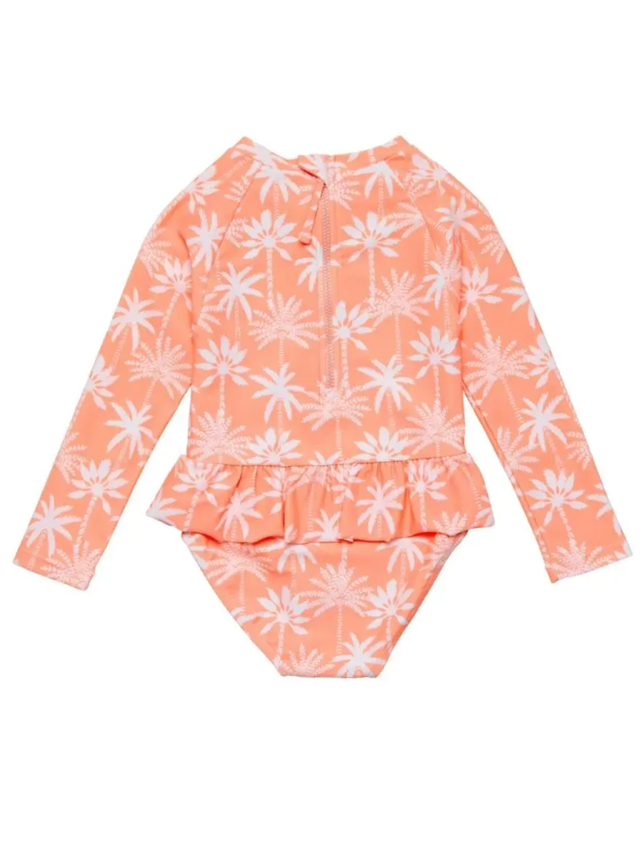 Детский купальный костюм Cali Palms с юбкой из переработанных материалов Snapper Rock — изображение 3 из 4, оранжевый