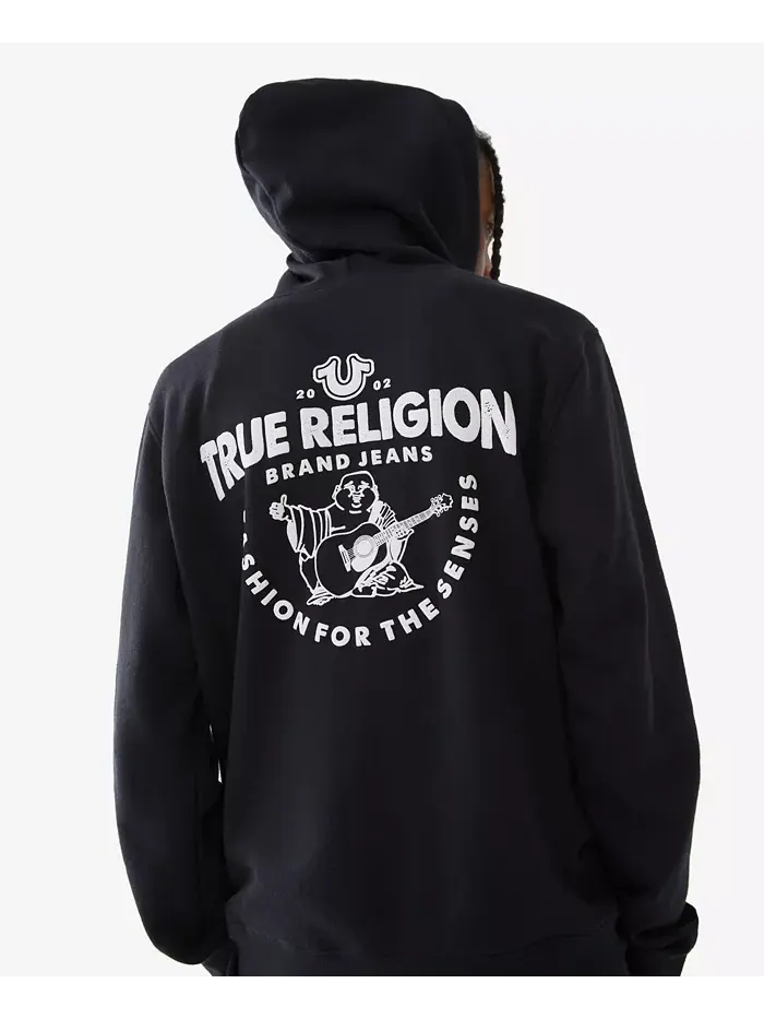 Мужская худи с молнией спереди и логотипом Core True Religion — изображение 2 из 2, черный