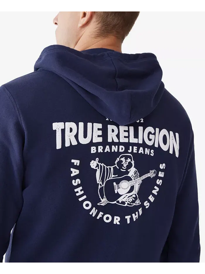 Мужская худи с молнией спереди и логотипом Core True Religion — изображение 3 из 3, синий