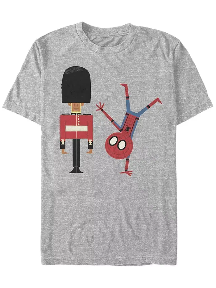 Мужская футболка Marvel "Человек-паук: Вдали от дома" Silly Spidey с короткими рукавами Fifth Sun — изображение 1 из 1, серый