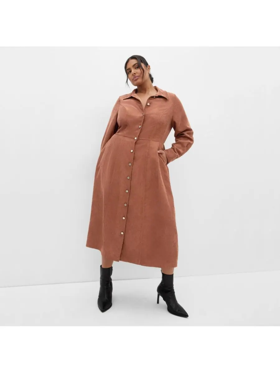 Женское миди-платье Leia с длинными рукавами CITY CHIC — изображение 1 из 4, коричневый