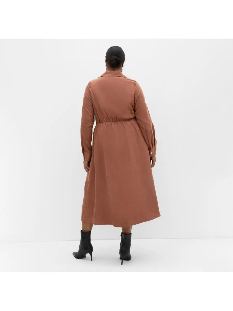 Женское миди-платье Leia с длинными рукавами CITY CHIC — изображение 2 из 4, коричневый