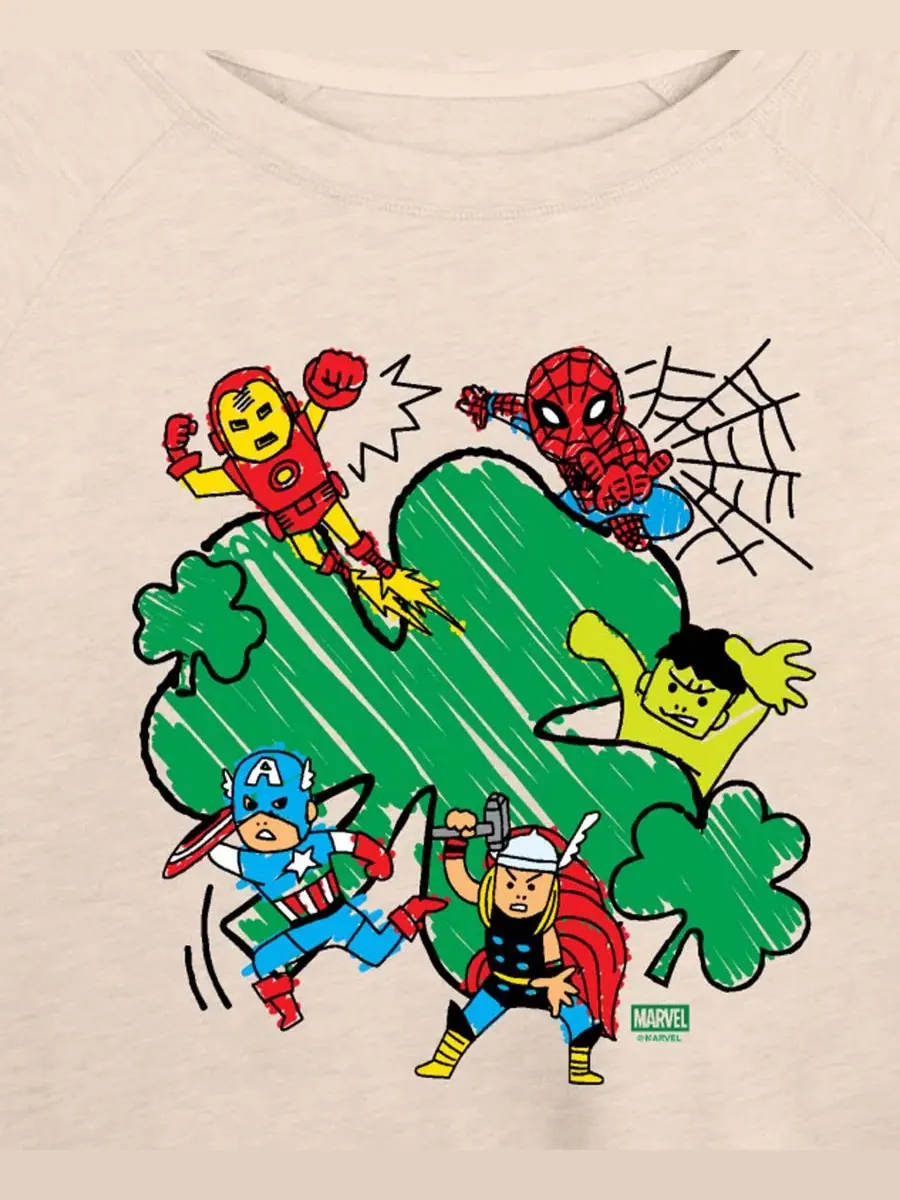 Толстовка с длинными рукавами Marvel Avengers с рисунком клевера, больших размеров Hybrid Apparel — изображение 2 из 3