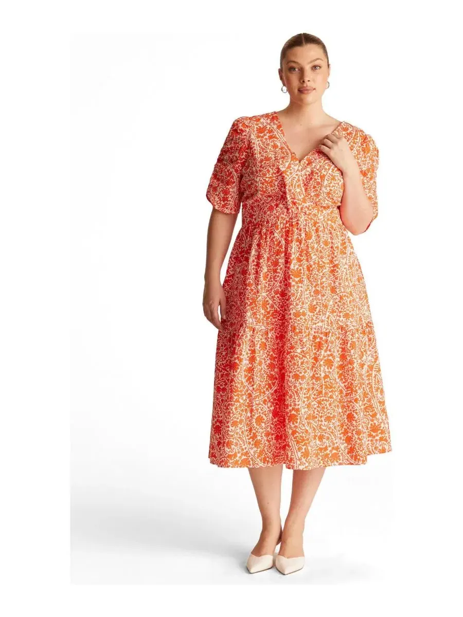 Платье-миди Dreamaya Tiered V-neck Fit Flare Midi Dress ESTELLE