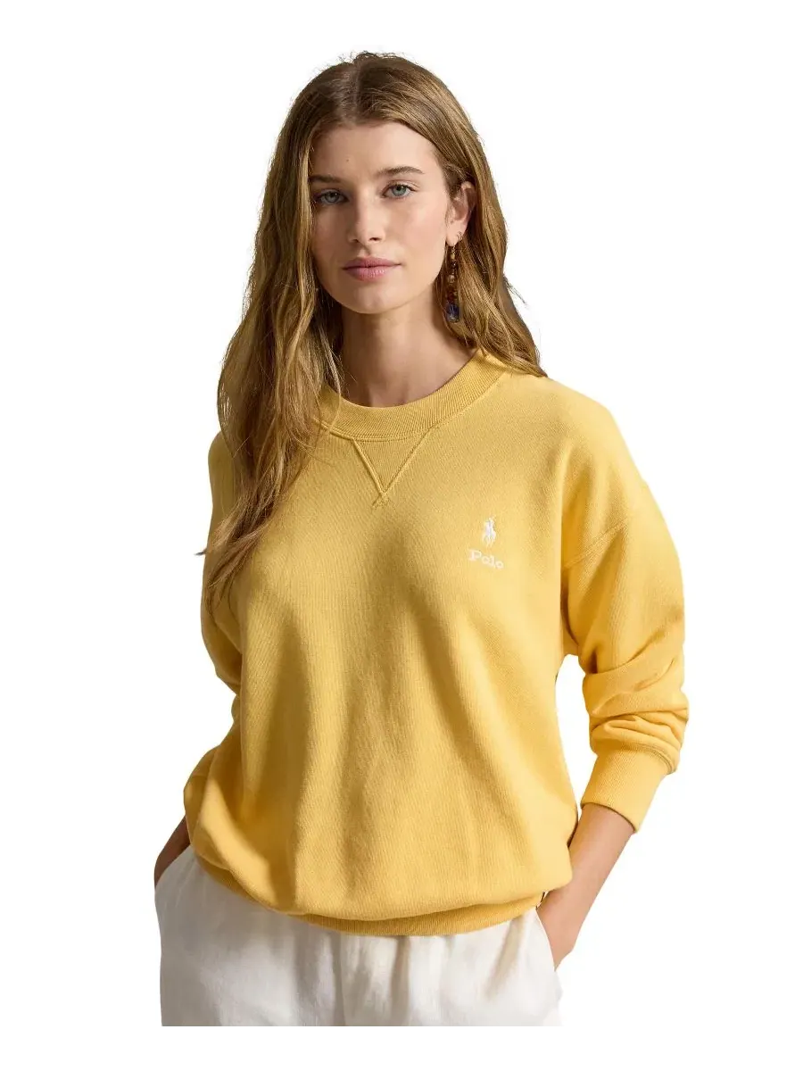 Женский свитшот Island Fleece с круглым вырезом и длинным рукавом Polo Ralph Lauren — изображение 1 из 5, кремовый