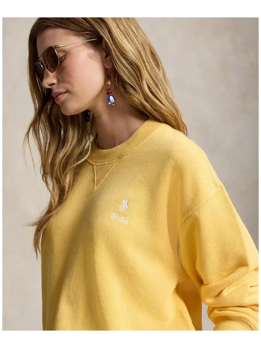 Женский свитшот Island Fleece с круглым вырезом и длинным рукавом Polo Ralph Lauren — изображение 4 из 5, кремовый