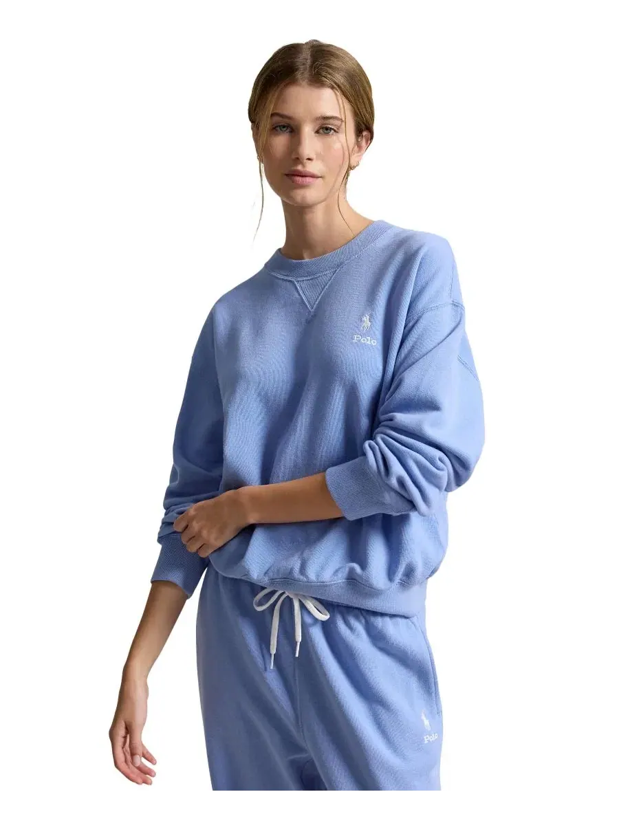 Женский свитшот с круглым вырезом и длинным рукавом из флиса Island Fleece Polo Ralph Lauren — изображение 1 из 5, синий