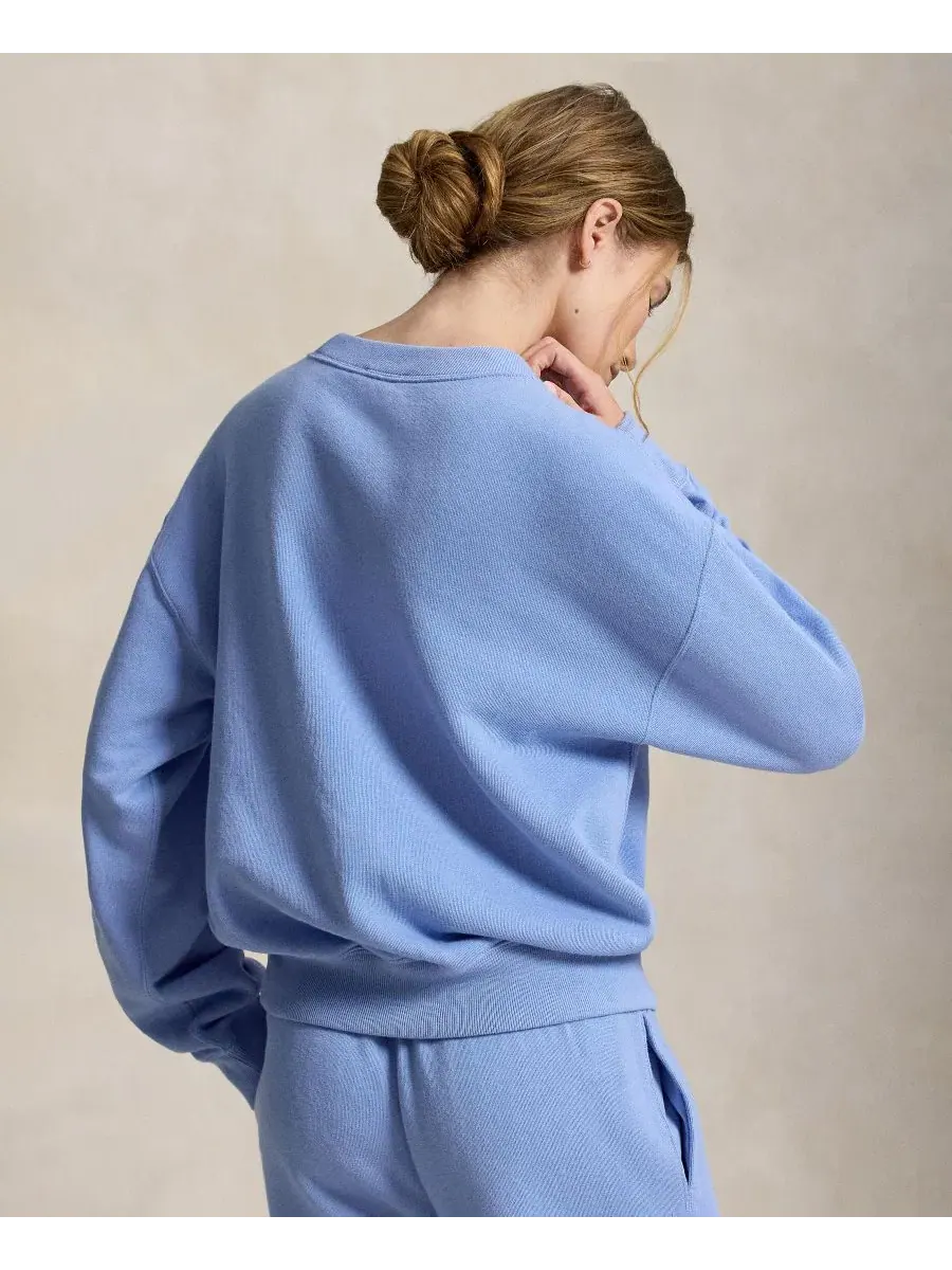 Женский свитшот с круглым вырезом и длинным рукавом из флиса Island Fleece Polo Ralph Lauren — изображение 4 из 5, синий
