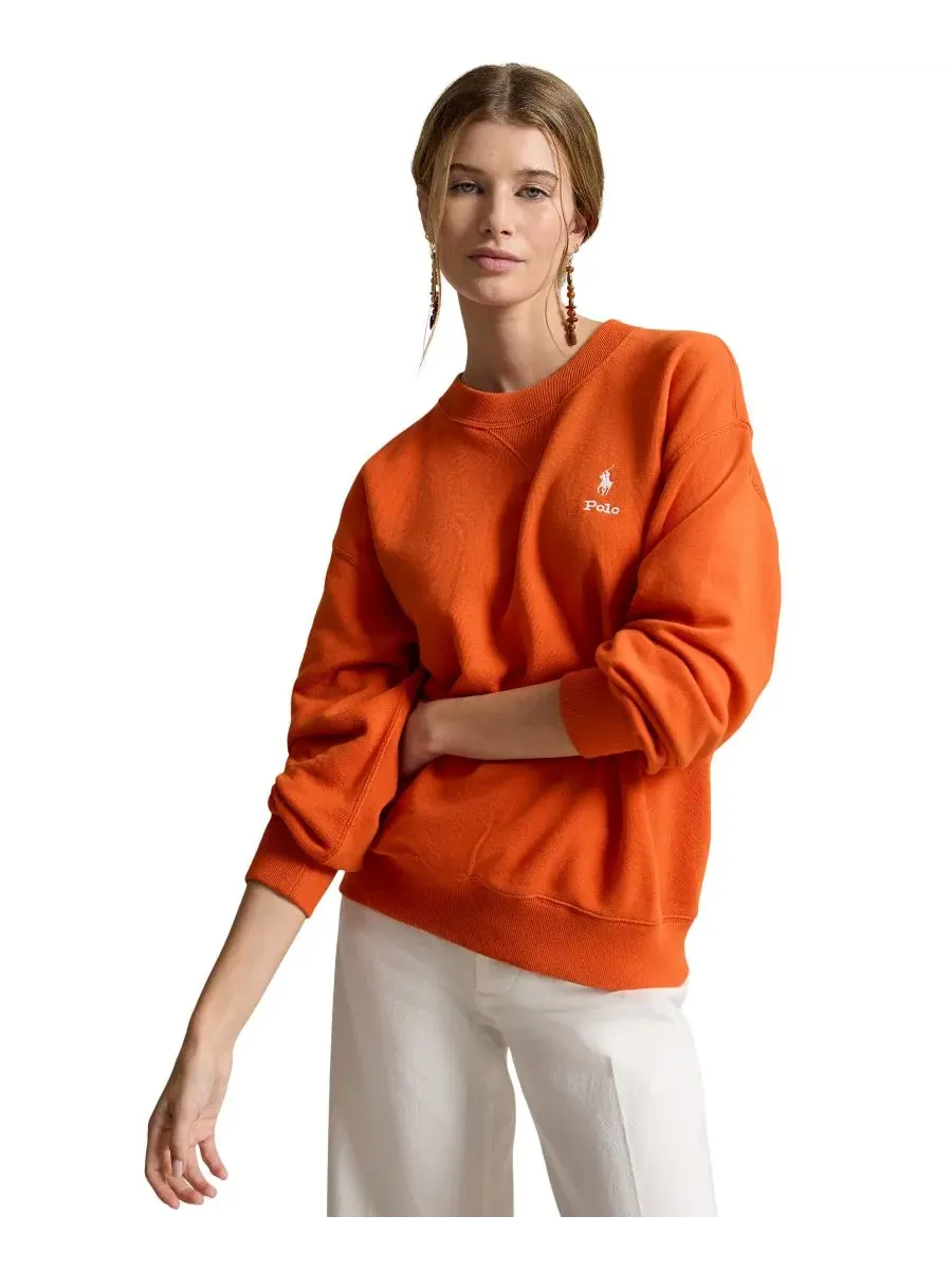 Свитшот женский с круглым вырезом и длинным рукавом Island Fleece Polo Ralph Lauren — изображение 1 из 5, оранжевый