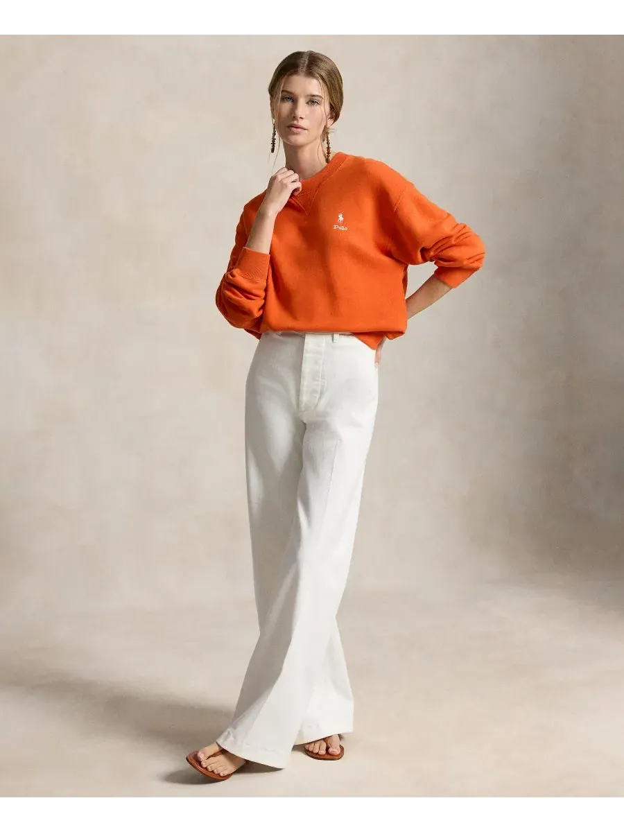 Свитшот женский с круглым вырезом и длинным рукавом Island Fleece Polo Ralph Lauren — изображение 2 из 5, оранжевый