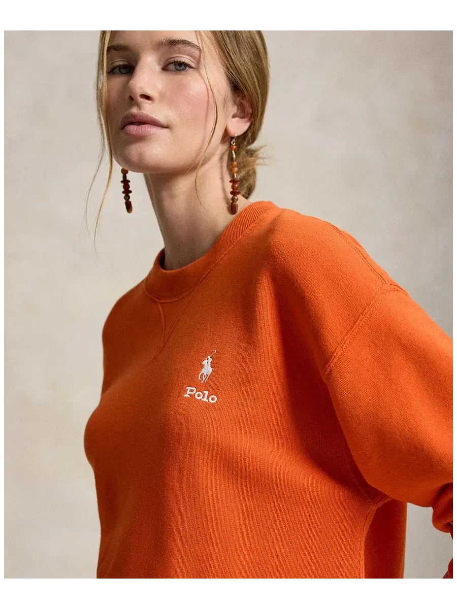 Свитшот женский с круглым вырезом и длинным рукавом Island Fleece Polo Ralph Lauren — изображение 3 из 5, оранжевый