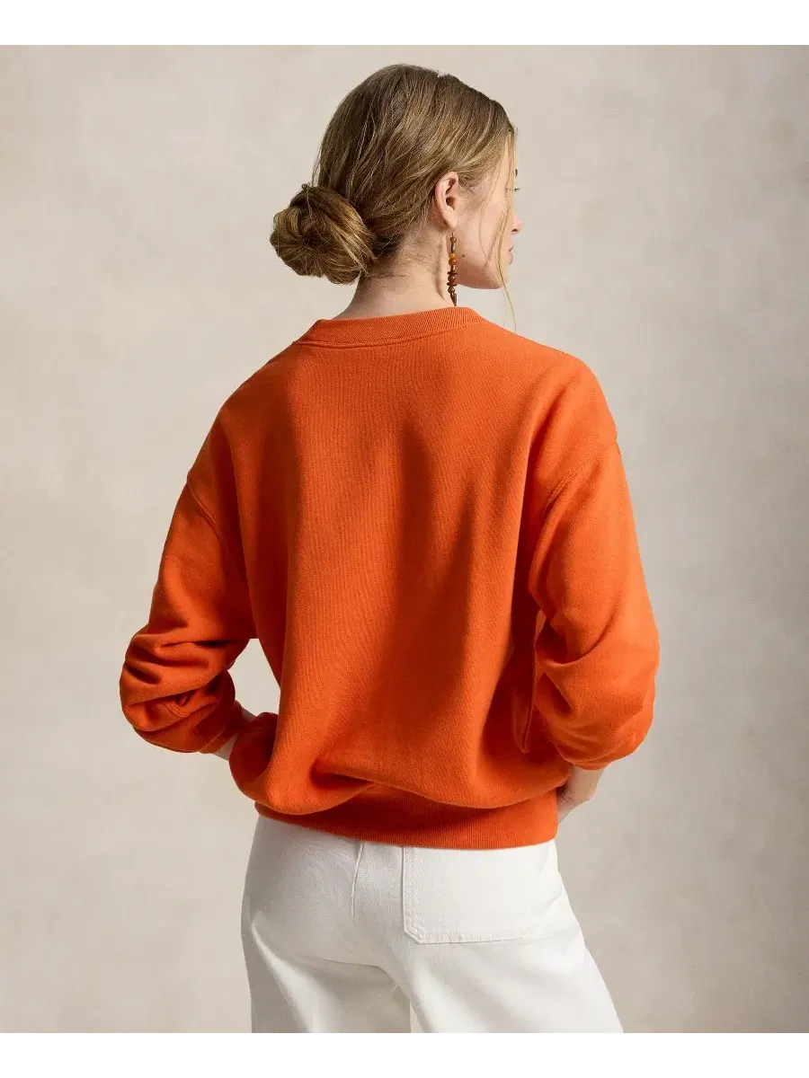 Свитшот женский с круглым вырезом и длинным рукавом Island Fleece Polo Ralph Lauren — изображение 4 из 5, оранжевый