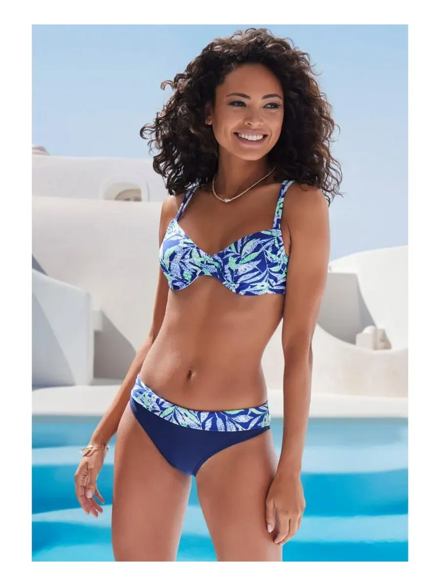 Бикини-топ с косточками, с принтом, Tropical Print LASCANA — изображение 4 из 7, синий