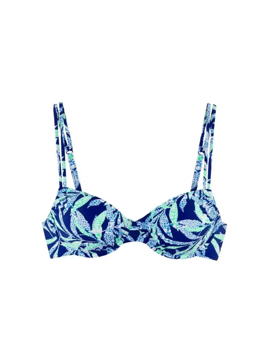 Бикини-топ с косточками, с принтом, Tropical Print LASCANA — изображение 6 из 7, синий