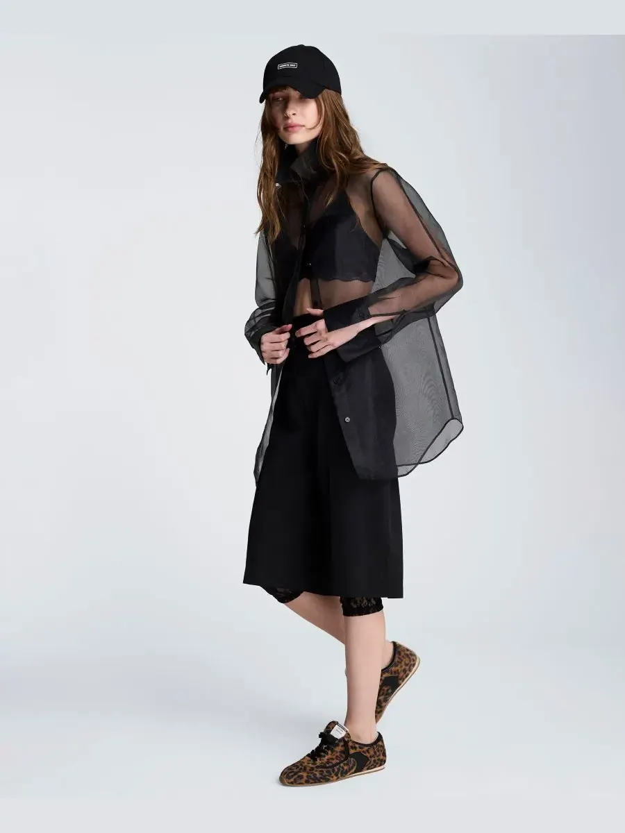 Женская свободная туника с прозрачным воротником Kenneth Cole — изображение 4 из 7, черный