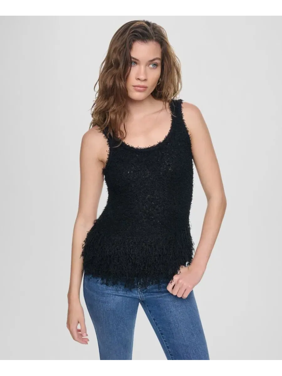 Топ без рукавов с бахромой DKNY Jeans — изображение 1 из 6, черный