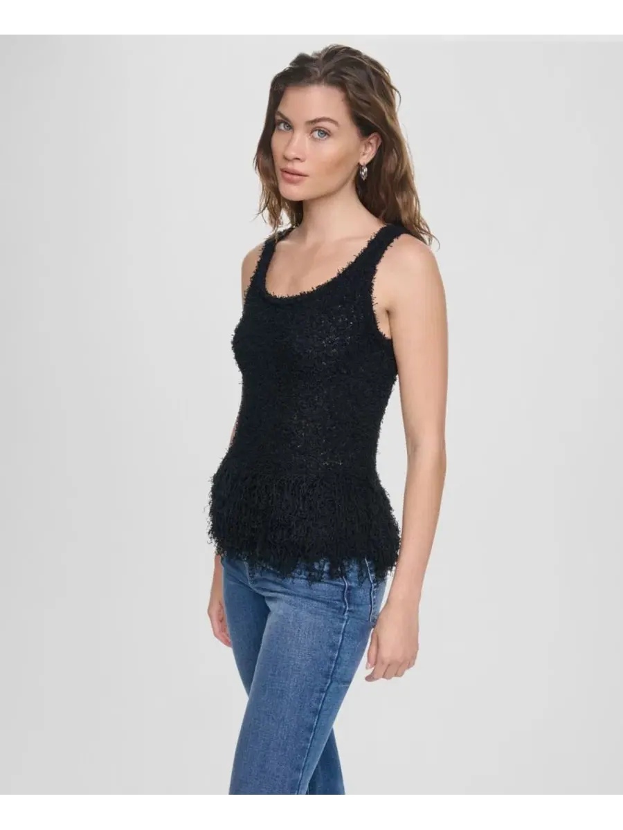 Топ без рукавов с бахромой DKNY Jeans — изображение 4 из 6, черный