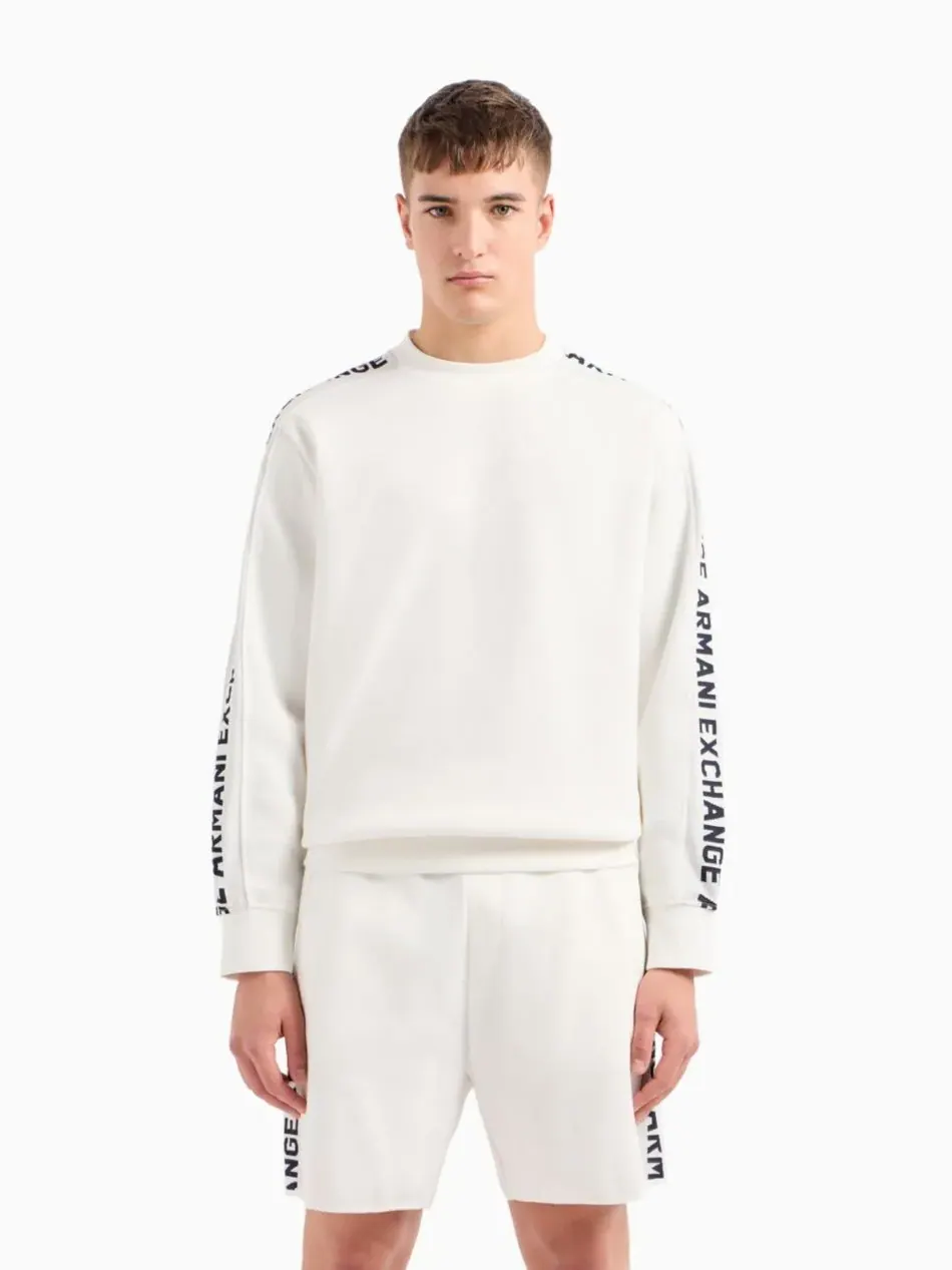 Мужская толстовка с жаккардовым логотипом и круглым вырезом на рукаве A|X Armani Exchange