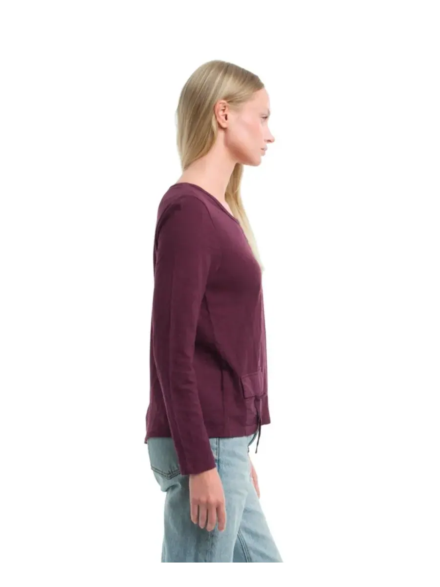 Женская футболка с U-образным вырезом и застежкой на пуговицы WILT Clothing, темно-fig — изображение 3 из 5, фиолетовый