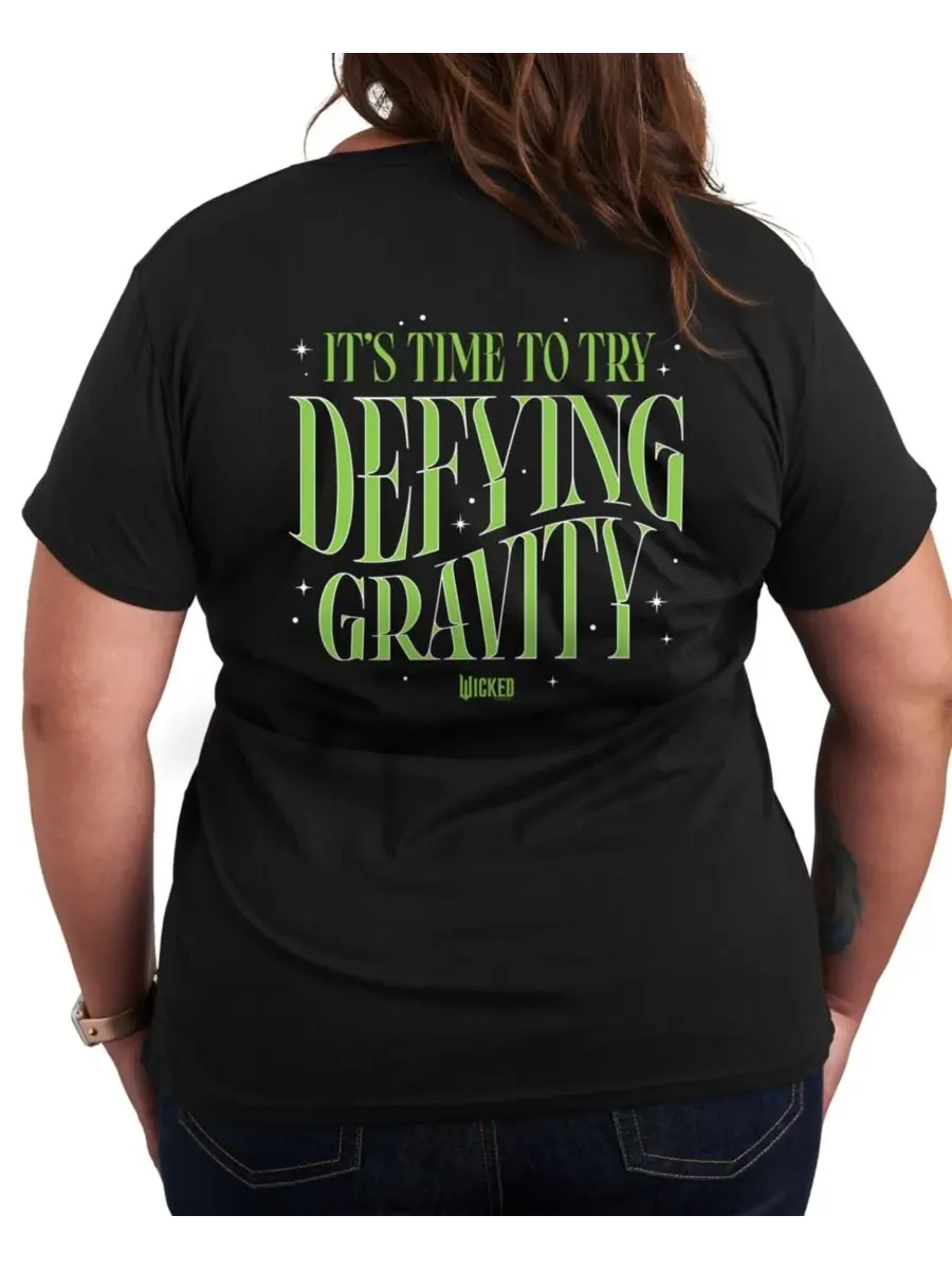 Футболка большого размера с графическим принтом «Бросая вызов гравитации» Hybrid Apparel — изображение 2 из 3, черный