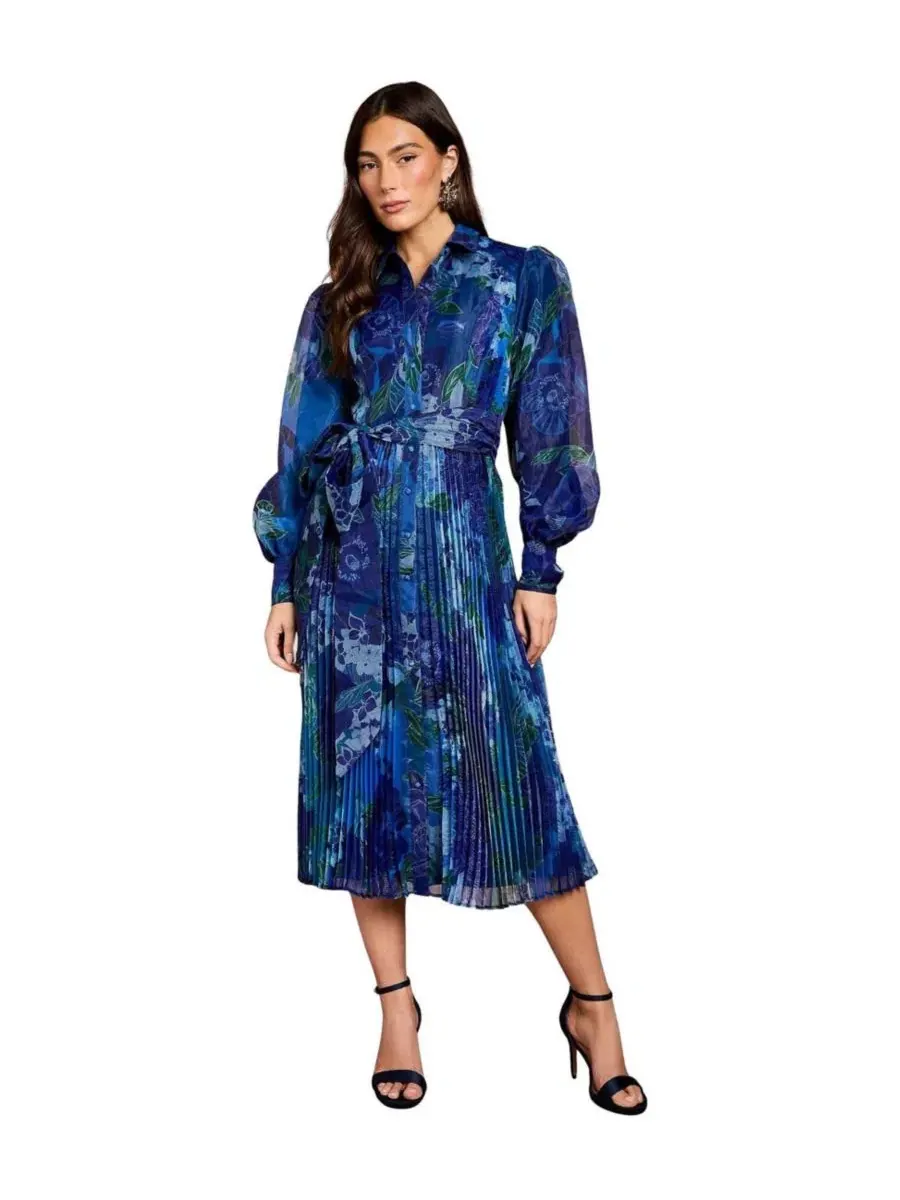 Платье-рубашка с принтом, модель Floral Organza Coast — изображение 1 из 5, синий