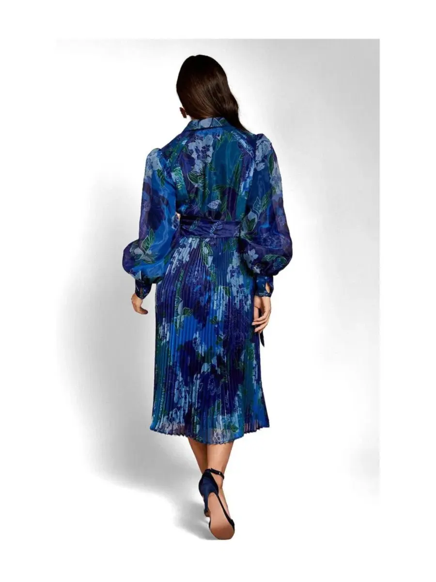 Платье-рубашка с принтом, модель Floral Organza Coast — изображение 3 из 5, синий