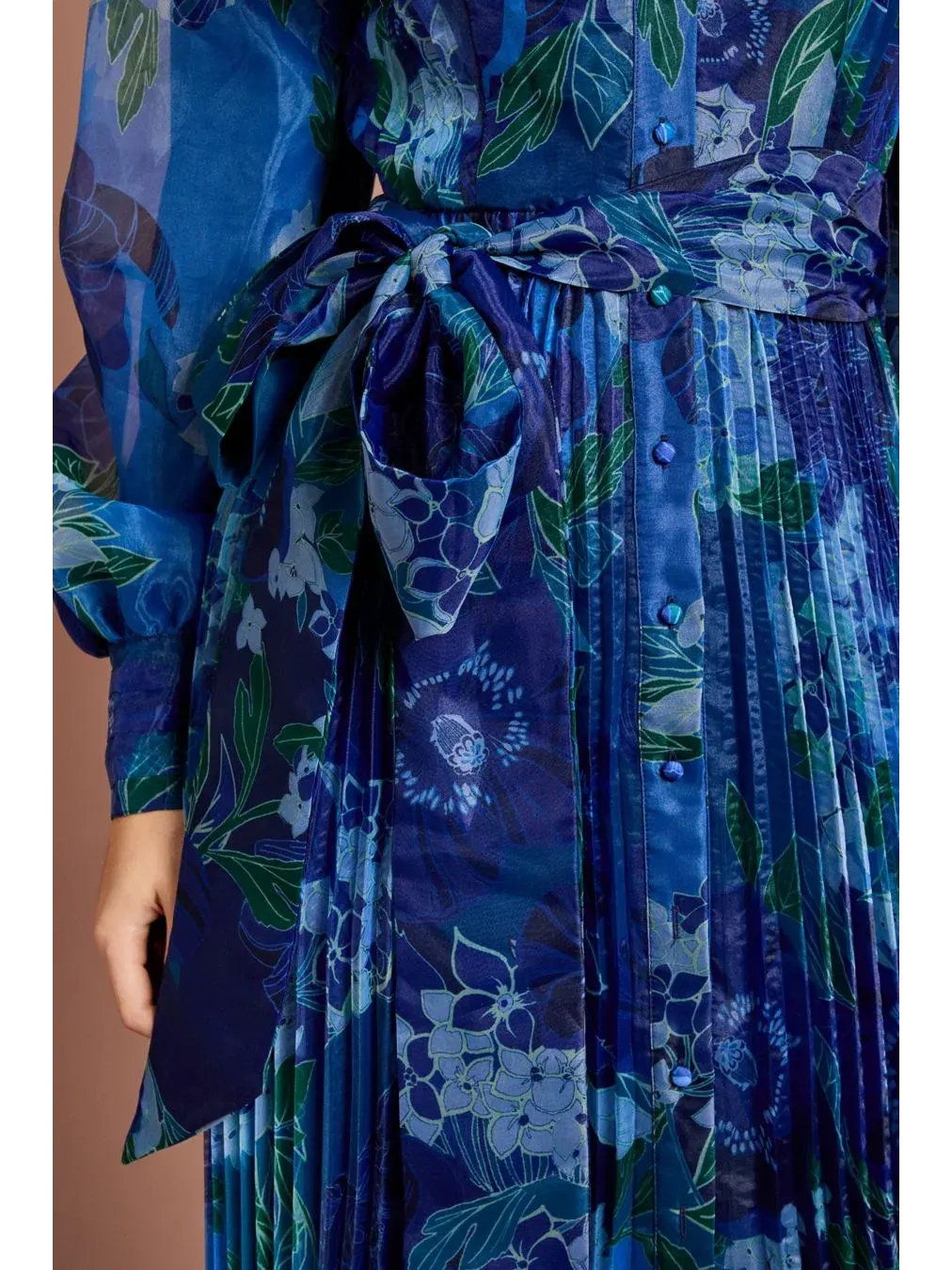 Платье-рубашка с принтом, модель Floral Organza Coast — изображение 5 из 5, синий