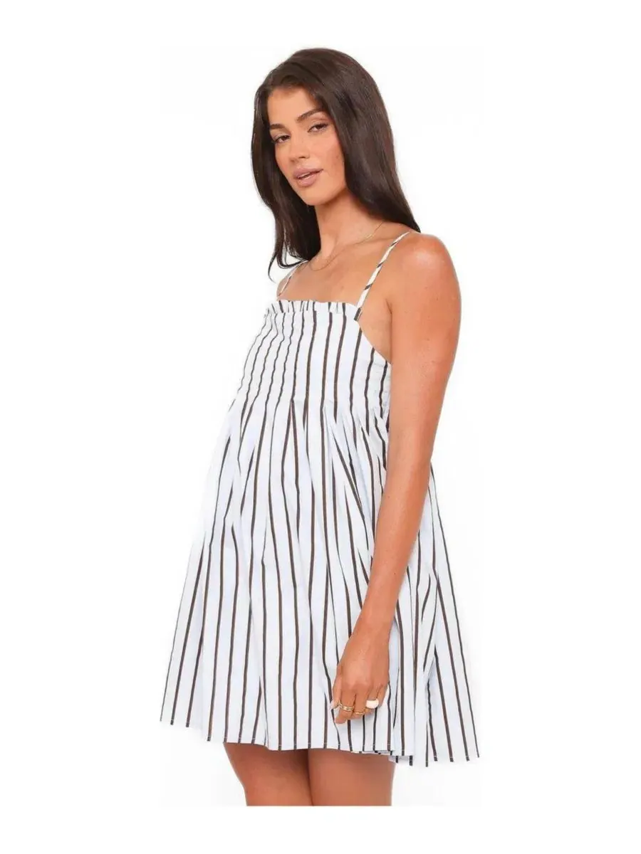 Платье мини с квадратным вырезом Cole Mini Dress Petal and Pup — изображение 2 из 4, синий/коричневый