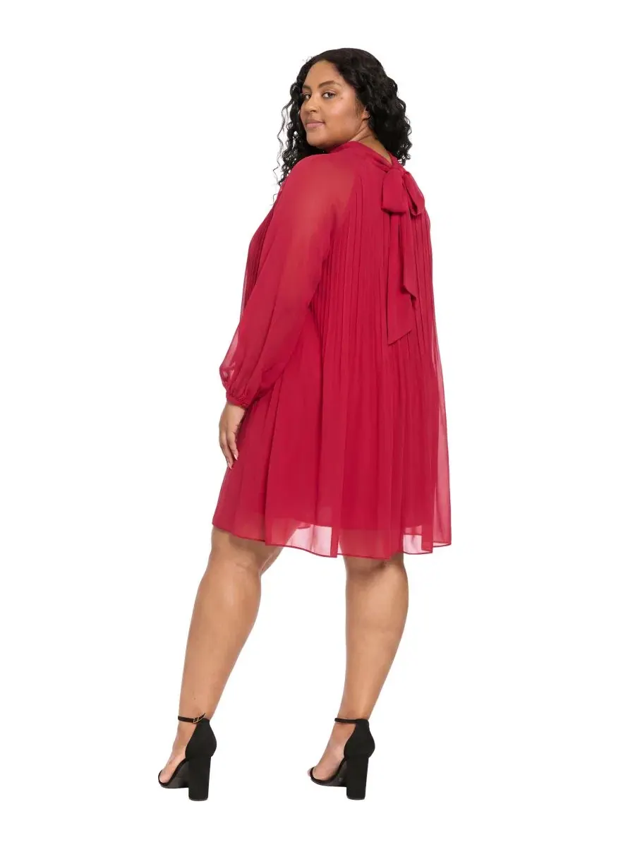 Платье-футляр с защипами и бантом на спине Plus Size London Times — изображение 3 из 3, красный