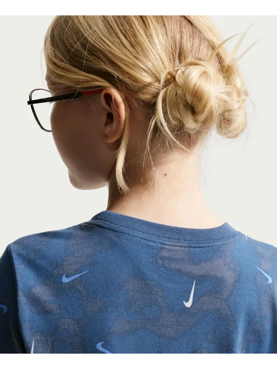 Детская спортивная футболка с коротким рукавом и принтом Nike — изображение 5 из 5, темно-синий