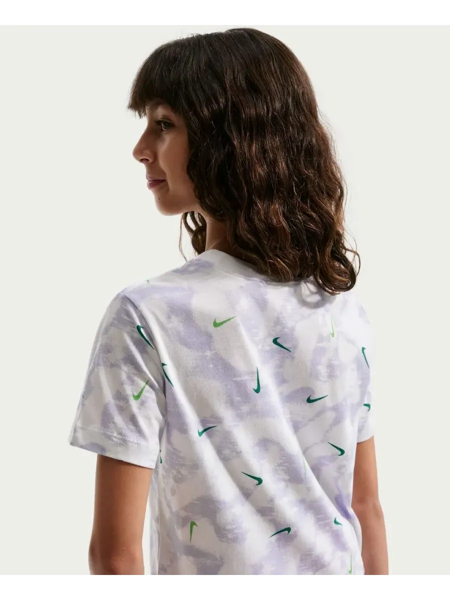 Детская спортивная футболка с коротким рукавом и принтом Nike — изображение 4 из 4, белый