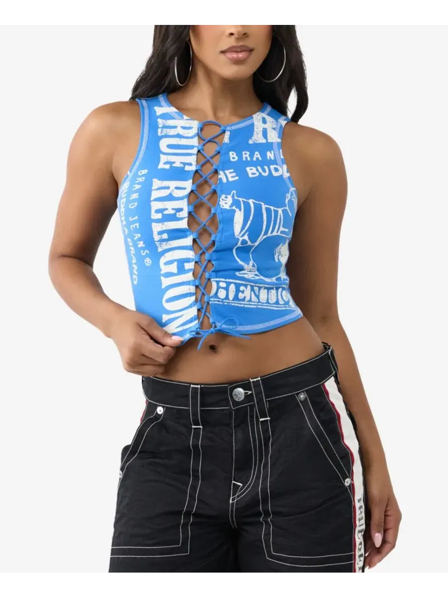 Топ без рукавов с принтом Printed Buddha Split True Religion, Super Sonic