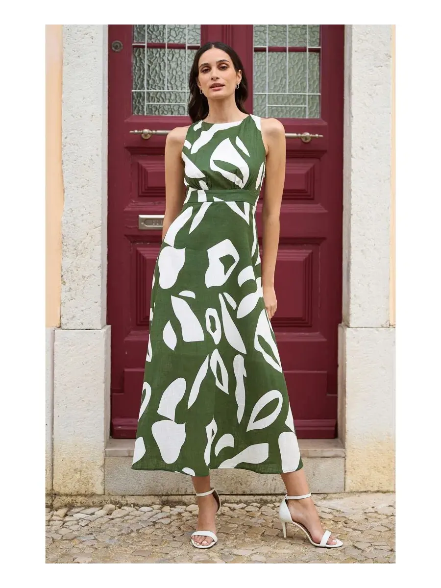 Платье-макси с принтом Yumi — изображение 3 из 8, зеленый