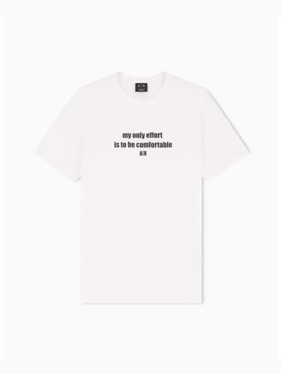 Мужская футболка с коротким рукавом и забавной надписью A|X Armani Exchange — изображение 5 из 5, белый